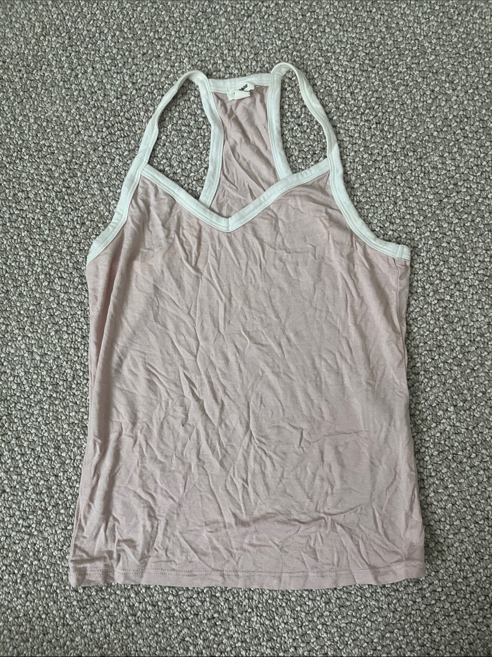 Garage Light Pink Racerback Tank with White Trim
